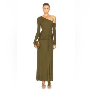 Bianca One Shoulder Maxi Dress in Army Green